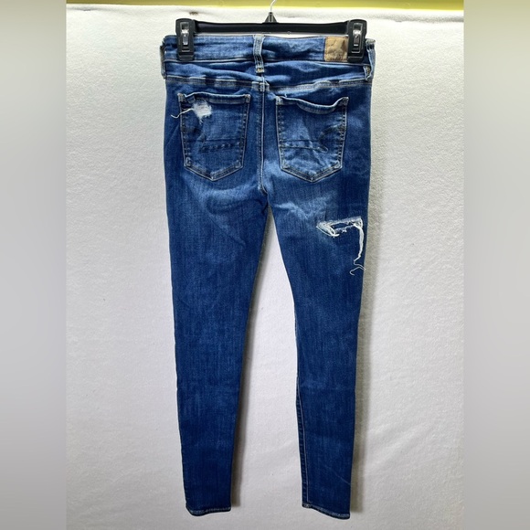American Eagle Distressed Next Level Stretch Jeggings Womens 2 Blue Denim 2499 - Picture 9 of 10